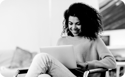 Girl with laptop - rounded corners image