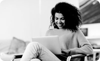 Girl with laptop - rounded corners image Girl with laptop - rounded corners image